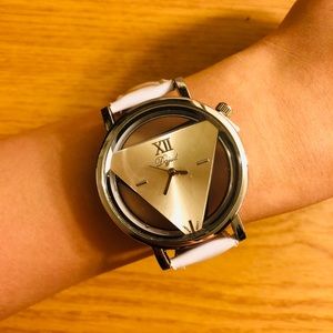 White triangle watch